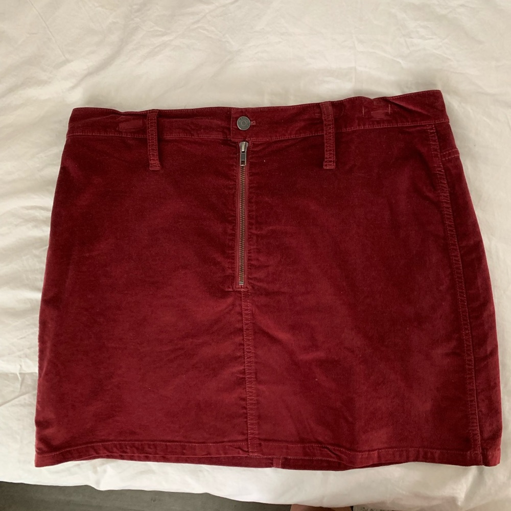 Madewell front zipper velvet skirt